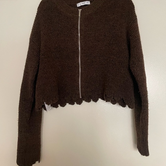 Mango Aranya Scallop Trim Zip Cardigan - Picture 11 of 11